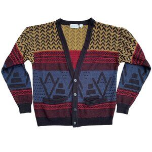 Vintage Sweater Graphix Cardigan Kurt Cobain Grandpa Aztec Grunge Western-L